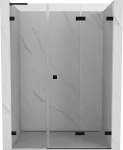 Mexen Lunar-F L sulankstomos du&scaron;o durys, de&scaron;inės 145 cm, permatomos, juodos - 836SL-145-050-70-00-P