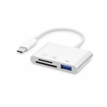 USB-C SD kortelių skaitytuvas 3 in 1, dvigubi lizdai, 1 vnt., Black