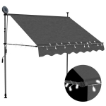 Rankiniu būdu i&scaron;traukiama markizė su LED vidaXL, antracito, 150cm