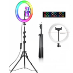 RGB ring | RGB LED žiedas, žiedinė lempa, 10 colių su 2m stovu ir telefono laikikliu