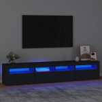 Televizoriaus spintelė su led ap&scaron;vietimu, juoda, 210 x 35 x 40 cm