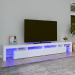 Televizoriaus spintelė su led ap&scaron;vietimu, balta, 280 x 36,5 x 40 cm