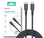 AUKEY 100W USB-C Kabelis, 1.8M, SuperCharge, Kevlar, Juodas