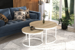 Kavos staliukų komplektas ADRK Furniture Okin, &scaron;viesiai rudas/baltas