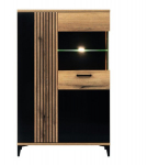 Pastatoma vitrina Liveo ARIS AS6, su led ap&scaron;vietimu, ruda/juoda