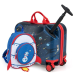 2 dalių vaiki&scaron;kas bagažo rinkinys Costway Astronautas, mėlynas