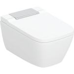 Geberit AquaClean Sela WC puodas su apiplovimo funkcija, pakabinamas WC puodas, baltas su blizgaus chromo detale 146.250.21.1