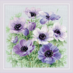 Siuvinėjimo kryželiu rinkinys "Purple Anemones" 30x30 RIOL2176