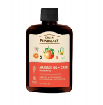 Green Pharmacy &scaron;ildantis masažo aliejus su migdolų, apelsinų, cinamono ir pipirų aliejais 200 ml