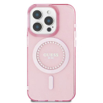 Dėklas, skirtas iPhone 16 Pro &ndash; Guess IML Strass MagSafe (GUHMP16LPFTDTEP) &ndash; rožinis