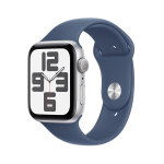 I&scaron;manusis laikrodis Apple Watch SE (2nd Gen) GPS 44mm Silver Aluminium Case with Denim Sport Band - M/L MXER3ET/A