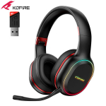 KOFIRE UG-05 2,4 GHz / &bdquo;Bluetooth&ldquo; belaidės žaidimų ausinės, skirtos asmeniniam kompiuteriui, ne&scaron;iojamam kompiuteriui, PS5, PS4, &bdquo;Nintendo Switch&ldquo;, &bdquo;Dynamic EQ Ultra-Low Laency&ldquo;, UG-05 Juoda Raudona
