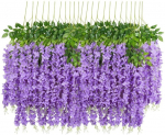 Dirbtinės gėlės, 24 vnt Dirbtinės gėlės netikros Wisteria Vine &scaron;ilko gėlės, skirtos vestuvių dekoravimui, namų ir sodo vakarėlių dekoravimui,