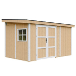 PREMIUM kokybės sodo namelis Timbela - M939B, 8.68 m&sup2; - A231x248x412 cm - Be grindų ir &scaron;oninės sienos - su dažų rinkiniu HARVEST HONEY