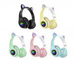 Happy people Buetooth ausinės Cat ears LED, žalios