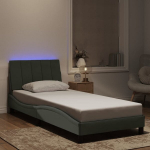 vienvietė lova，suaugusiųjų lova,Lovos rėmas su LED, &scaron;viesiai pilkas, 90x200cm, aksomas CFE1732581