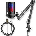 Profesionalus USB mikrofonas su RGB ap&scaron;vietimu LIVMAN ME6S, 192kHz