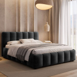 Lova MAGNATE + Čiužinys SAPNAS 2 XL|160x200|Juoda #80|Veliūras
