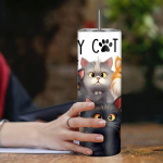 600ml Nerūdijančio Plieno Katės Termo Puodelis su Dangteliu ir &Scaron;iaudeliu Rivex