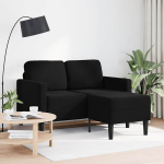 2-vietė sofa su kėdute l formos juoda 125 cm aksomas