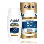 Veido kremas nuo saulės Astrid Hyaluronic Gold Fluid SPF 50 drėkinamasis prie&scaron;rauk&scaron;linis