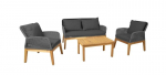 Sodo baldų komplektas Home4You FLORIDA pilkas &ndash; 4 vietų sofa, foteliai ir stalas