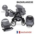 BAZARLAND30. auk&scaron;tos klasės 3 in 1 Urbano vežimėlis su automobiliu įtraukta! pilkas