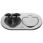 Hermeti&scaron;kas dvigubas lizdas, ovalus, IP55, sidabrinis