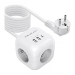 Prailgintuvas su ap&scaron;viestu jungikliu Qoltec 3x AC 2x USB 1x USB-C PD 20W, 2 m