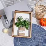 Medinis nuotraukų rėmelis su gėlėmis, Mini Rice Pepper. Clover Square Wood Linen Photo Frame-23890 Pink