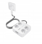 Lencent ilgintuvas 3m, 4x schuko Eu, 3x Usb A, 1x Usb C baltas 3 metrai