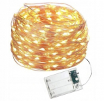 Aff Varinės vielos lemputės 100 Led &scaron;iltai baltos spalvos, maitinamos baterijomis