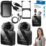 2x Belaidis atvartinis mikrofonas telefonui, kondensatorinis mikroportas Puluz