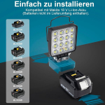 Sentoo akumuliatorinis &scaron;viestuvas, skirtas Makita 18 V, 48 W 4800 Lm belaidis Led darbo &scaron;viestuvas, akumuliatorinis, ne&scaron;iojami prožektoriai su 2 ry&scaron;kumo režimais, mini statybvietės lempa priežiūrai, stovyklavimui