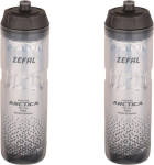 Zefal Pack Arctica 75 - dvigubas paketas 750 ml dviračių gertuvės - izoterminė dviračio gertuvė - bekvapė ir nepralaidi vandeniui - be Bpa sportinė gertuvė - sidabrinė/juoda