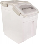Mobiclinic&reg; maisto konteineris naminiams gyvūnams, Feedpet, talpa 20 l, hermeti&scaron;kas uždarymas, 23 x 25,5 x 36,5 cm, su kau&scaron;eliu ir matavimo taurele, su ratukais, permatomas langelis