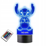 Lempa ant stiklo Pasaka Lilo ir Stičas 3d graviruotas Led Rgb + nuotolinio valdymo pultas 16 spalvų