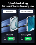 Iniu usb į usb c kabelis, (3 vnt. 2 m/2 m/0,5 m), įkrovimo usb-c nailoninis duomenų kabelis, 3.1 a pd greito įkrovimo usb-c kabelis, skirtas samsung galaxy s22 s20 s10 iphone 15 huawei p30 pixel 7 ipad air xiaomi ps5