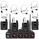 Tonor Uhf mikrofonų komplektas su 4 siųstuvais, &bdquo;bodypack Lavalier&ldquo;, 60 m atstumas