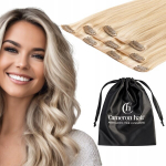 Cameron Hair natūralūs besiūliai Clip In plaukai 40 cm 40g #18/22 &scaron;ampano blond atspalvio sruogos