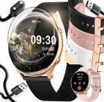 Angelo Watches moteri&scaron;kas i&scaron;manusis laikrodis su lietuvi&scaron;ku meniu, skambučiais, prane&scaron;imais, sporto režimais ir 4 dirželiais