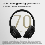 Doqaus Belaidės Bluetooth Ausinės, 70 val. grojimo, 3 Eq režimai, juodos