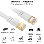 Fumitt Cat 8 lan kabelis, 20 metrų, didelio greičio plok&scaron;čias gigabitinis tinklo kabelis, 20 m ethernet kabelis, interneto jungiamasis kabelis, 40 gbps, 2000 mhz, rj45 skirtas žaidimams, mar&scaron;rutizatoriui, modemui, ne&scaron;iojamam kompiuteriui (baltas)