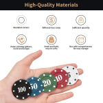Wisplye pokerio žetonai kazino žaidimo žetonai, 100 vnt. plastikinių vertybių kortų žaidimo ruletės žaidimo bingo žetonų rinkinys skirtas skaičiavimo žymekliams kazino pokeriui matematikos mokymuisi vaikų žaidimams