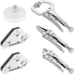 Poppstar 2x mini magnetiniai suvirinimo kampai (45&deg; 90&deg; 135&deg;), suvirinimo priedų rinkinys: 1x magnetinis įžeminimo gnybtas, c-veržtuvas, replės, adatinės replės