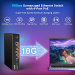 Yuanley 5 prievadų 10g poe nevaldomas komutatorius su 4 prievadų poe, 4 x 10g base-t poe prievadai, 1 x 10g uplink, ieee802.3af/at, 65w, suderinamas su 1g/2.5g/5g/10g, montuojamas į stelažą 10gbe tinklo komutatorius