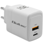 Įkroviklis QOLTEC GaN 35W 1xUSB-C PD + 1xUSB QC 3.0 baltas