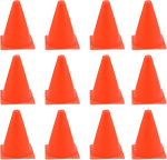 Buygoo 12 vnt. žymėjimo kūgių rinkinys, 18 cm futbolo žymėjimo kūgiai, sportiniai kūgiai vietos žymeklis, futbolo kepurė, spalvingi pilonai, slalomo kepurė, eismo kūgiai futbolui, sportui, žirginio sporto ir &scaron;unų sportui