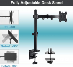 Monitoriaus laikiklis Monitoriaus stovas, tvirtinamas prie stalo, Forging Mount, ergonomi&scaron;kas, reguliuojamo auk&scaron;čio monitoriaus laikiklis, skirtas 13&ndash;32 colių Lcd Led Pc ekranams, skirtas stalams, pakreipiamas 90&deg;, pasukamas 180&deg;, pasukamas 360&deg;, Ves ...