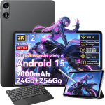 Plan&scaron;etinis kompiuteris Oscal Pad 100 12" Android 15 2.4G+5G Wifi RAM 24GB ROM 256GB/SD 2TB 9000mAh 16MP+8MP Pilka + K1